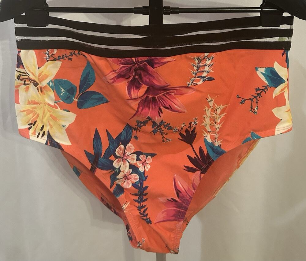NWT Boutique Swimwear Coral Tropical Print Bottom size 1X